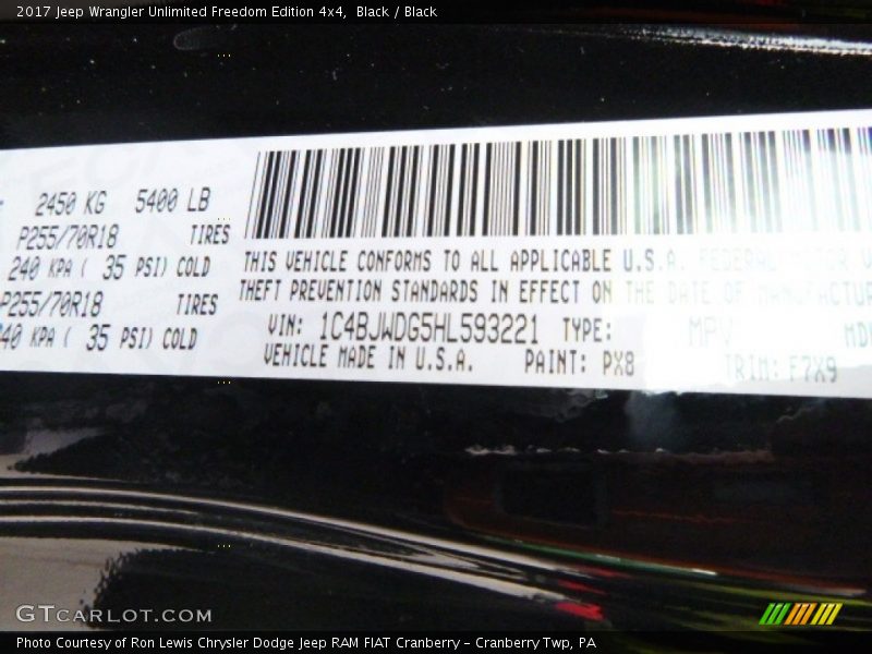 Black / Black 2017 Jeep Wrangler Unlimited Freedom Edition 4x4