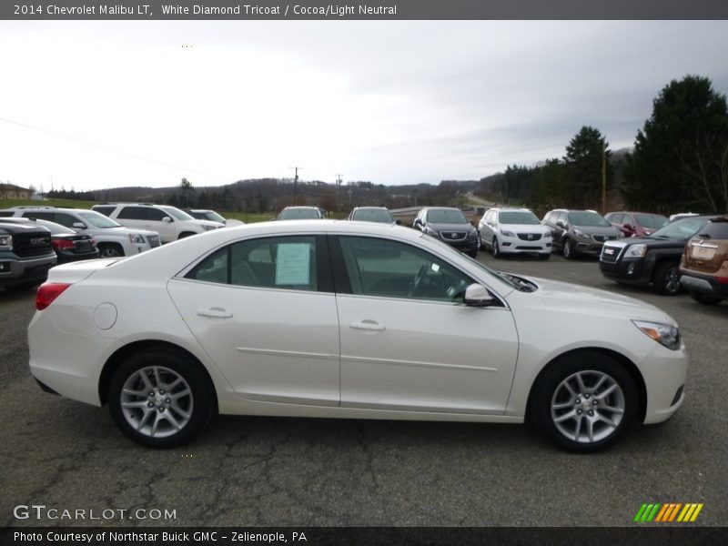 White Diamond Tricoat / Cocoa/Light Neutral 2014 Chevrolet Malibu LT