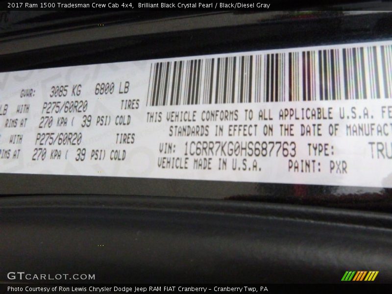 Brilliant Black Crystal Pearl / Black/Diesel Gray 2017 Ram 1500 Tradesman Crew Cab 4x4