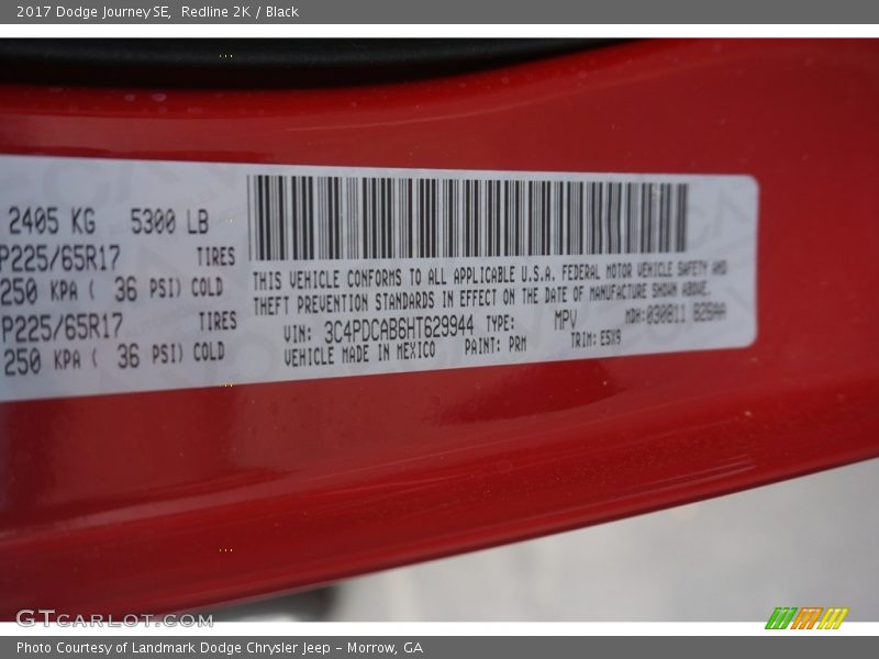 Redline 2K / Black 2017 Dodge Journey SE
