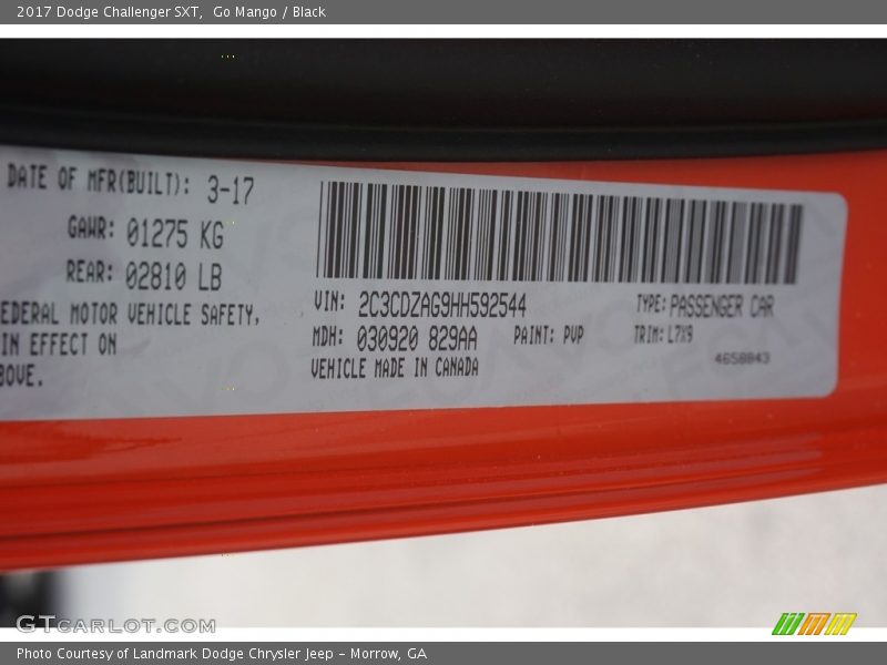 Go Mango / Black 2017 Dodge Challenger SXT