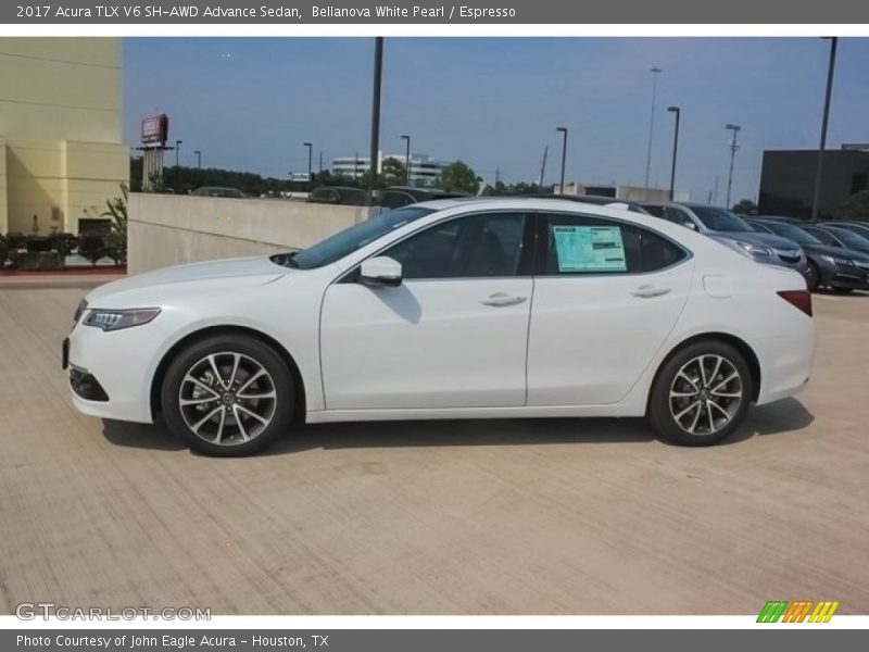 Bellanova White Pearl / Espresso 2017 Acura TLX V6 SH-AWD Advance Sedan
