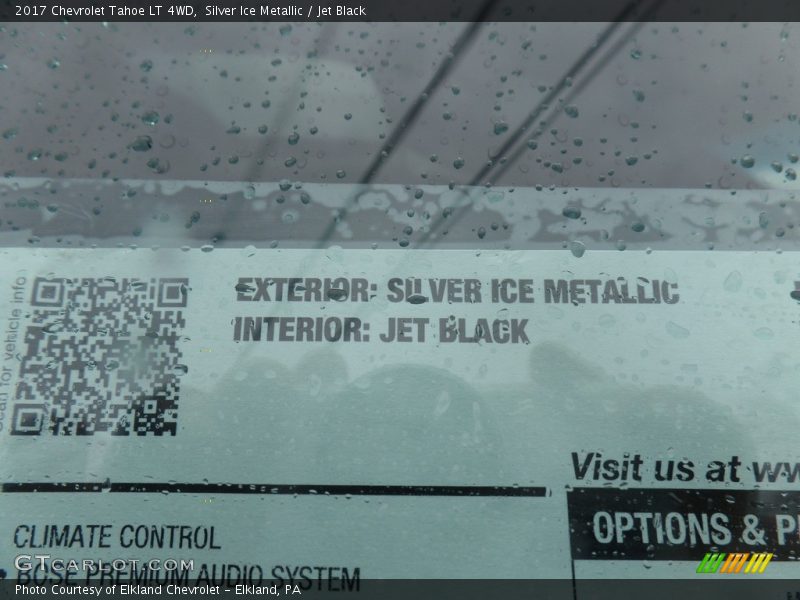 Silver Ice Metallic / Jet Black 2017 Chevrolet Tahoe LT 4WD