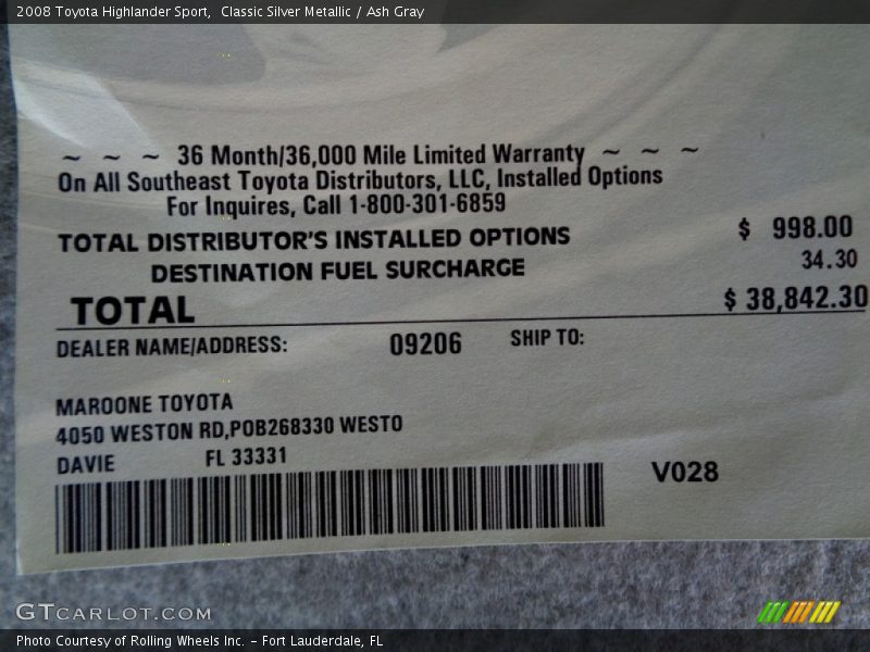 Classic Silver Metallic / Ash Gray 2008 Toyota Highlander Sport