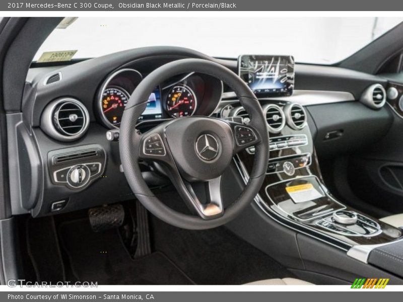 Obsidian Black Metallic / Porcelain/Black 2017 Mercedes-Benz C 300 Coupe