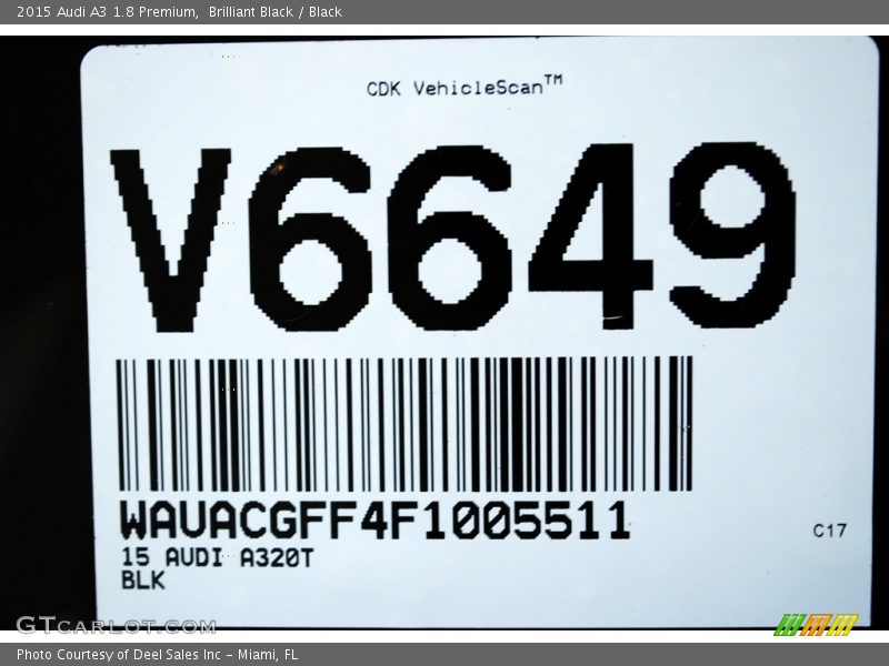 Brilliant Black / Black 2015 Audi A3 1.8 Premium