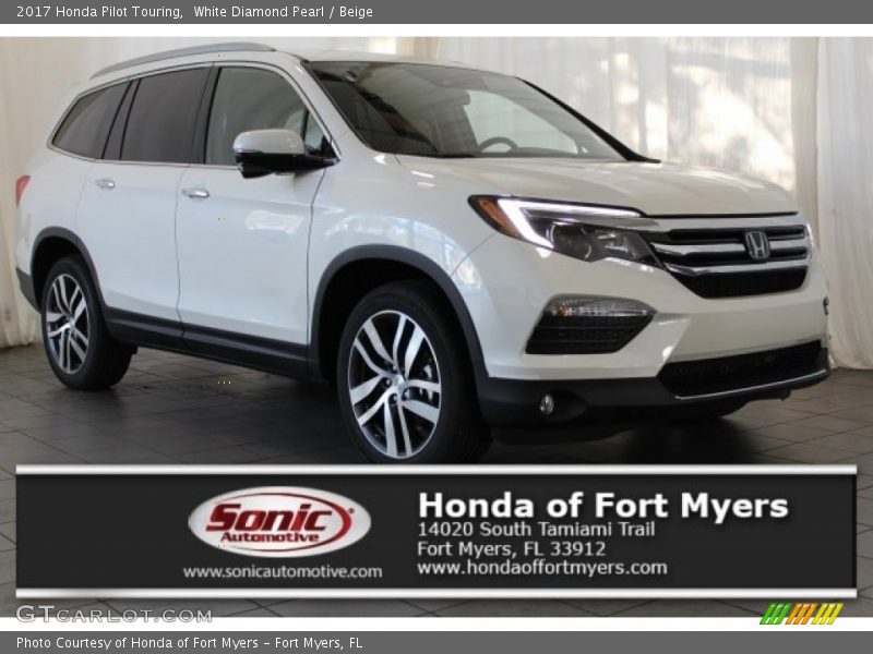 White Diamond Pearl / Beige 2017 Honda Pilot Touring