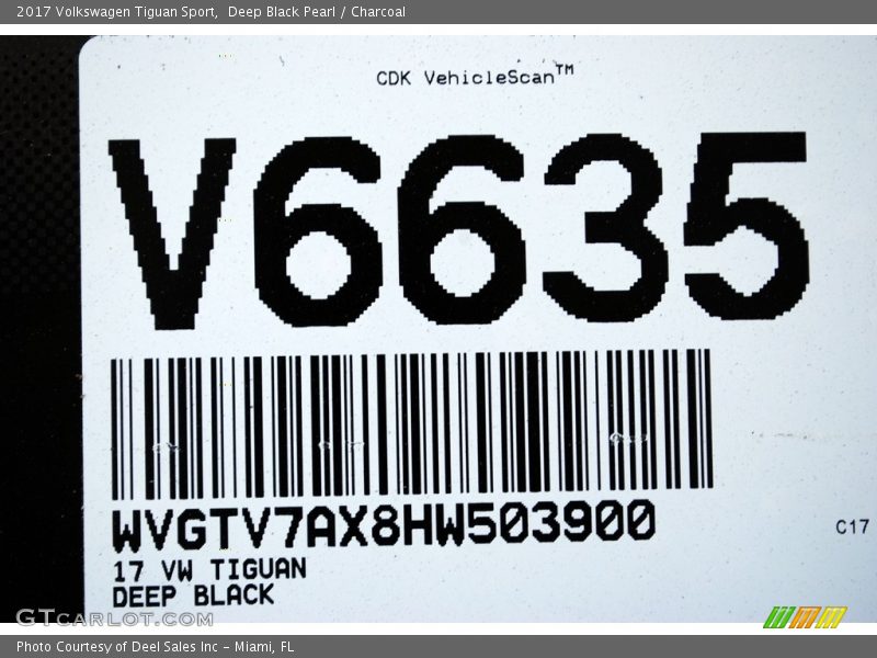 Deep Black Pearl / Charcoal 2017 Volkswagen Tiguan Sport