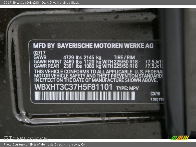 Dark Olive Metallic / Black 2017 BMW X1 xDrive28i