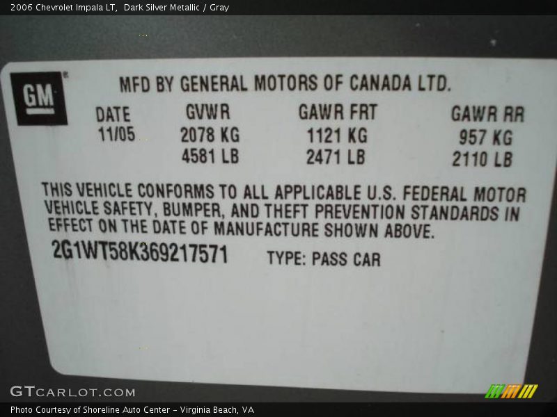 Dark Silver Metallic / Gray 2006 Chevrolet Impala LT