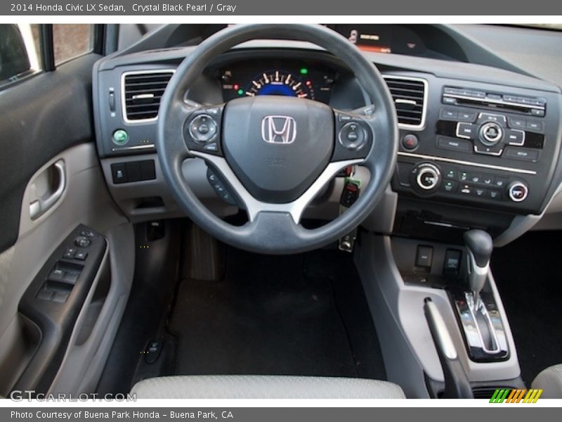 Crystal Black Pearl / Gray 2014 Honda Civic LX Sedan