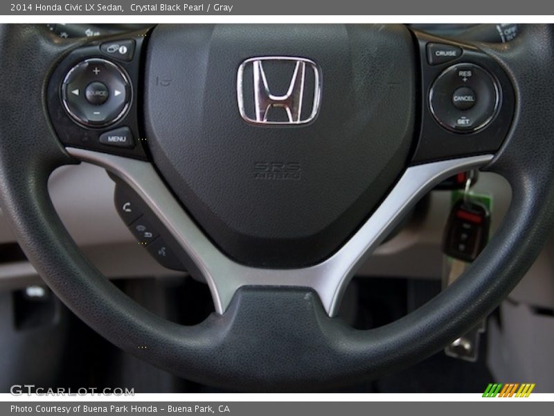 Crystal Black Pearl / Gray 2014 Honda Civic LX Sedan