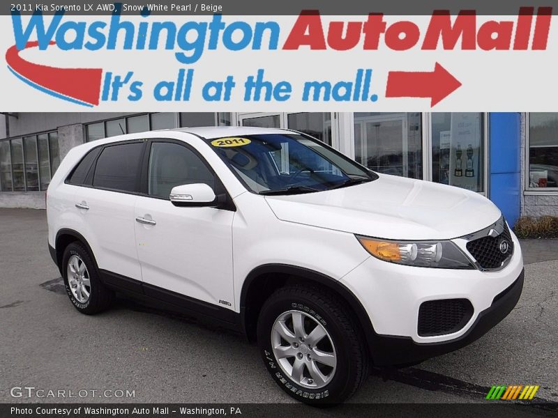 Snow White Pearl / Beige 2011 Kia Sorento LX AWD