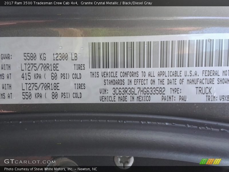 Granite Crystal Metallic / Black/Diesel Gray 2017 Ram 3500 Tradesman Crew Cab 4x4