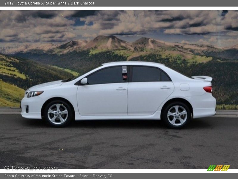 Super White / Dark Charcoal 2012 Toyota Corolla S