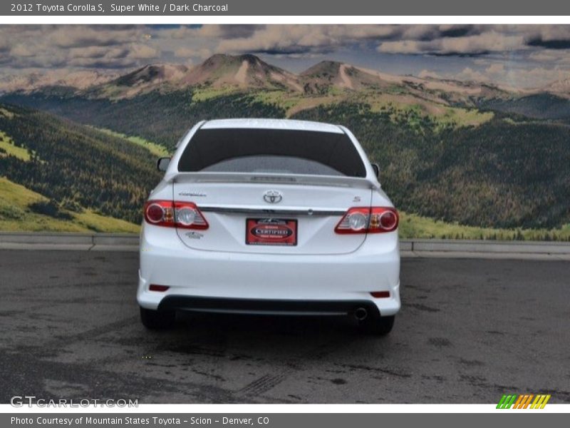 Super White / Dark Charcoal 2012 Toyota Corolla S