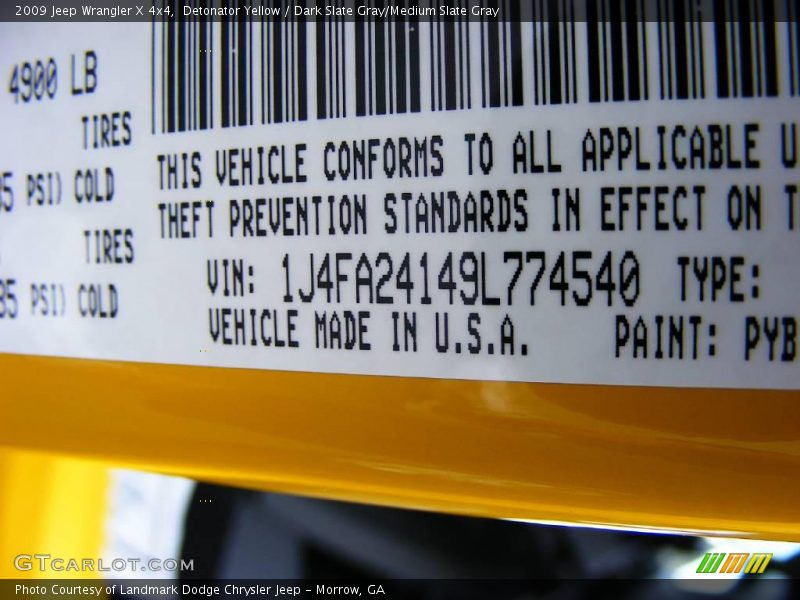 Detonator Yellow / Dark Slate Gray/Medium Slate Gray 2009 Jeep Wrangler X 4x4