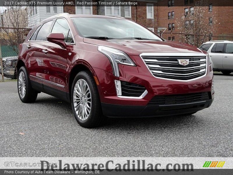 Red Passion Tintcoat / Sahara Beige 2017 Cadillac XT5 Premium Luxury AWD