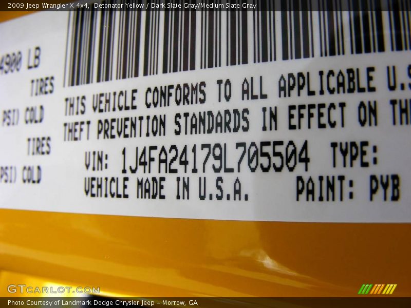 Detonator Yellow / Dark Slate Gray/Medium Slate Gray 2009 Jeep Wrangler X 4x4