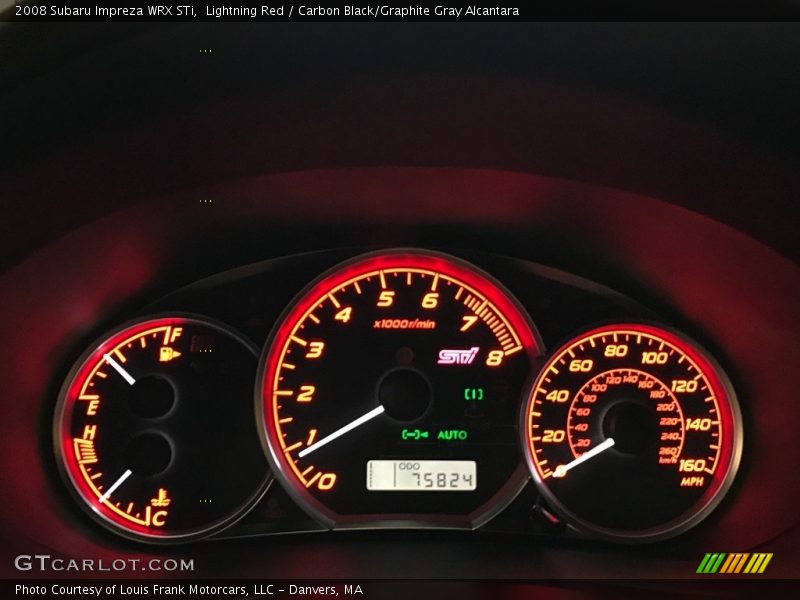 Lightning Red / Carbon Black/Graphite Gray Alcantara 2008 Subaru Impreza WRX STi