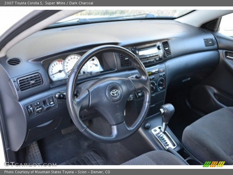 Super White / Dark Charcoal 2007 Toyota Corolla S