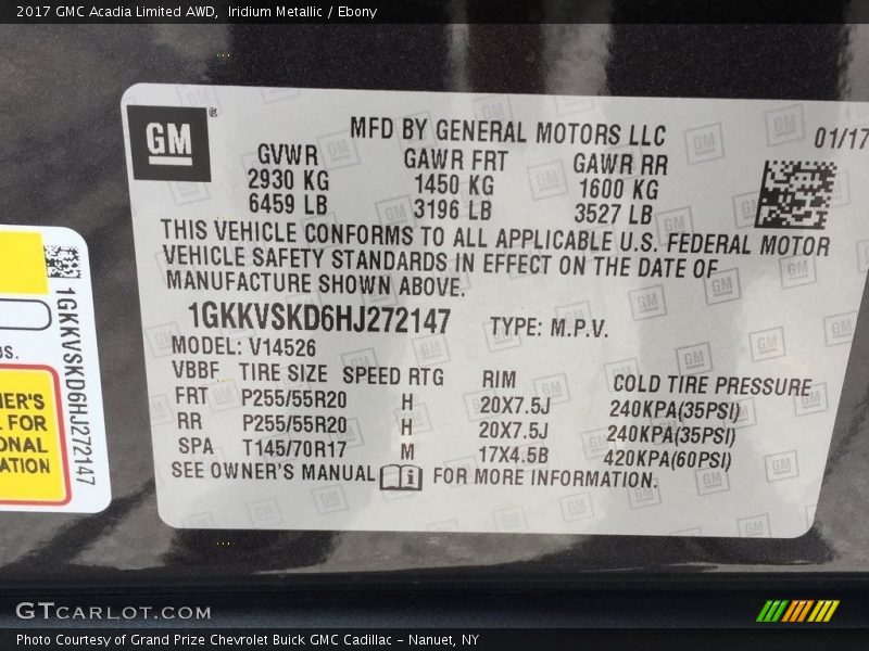 Iridium Metallic / Ebony 2017 GMC Acadia Limited AWD