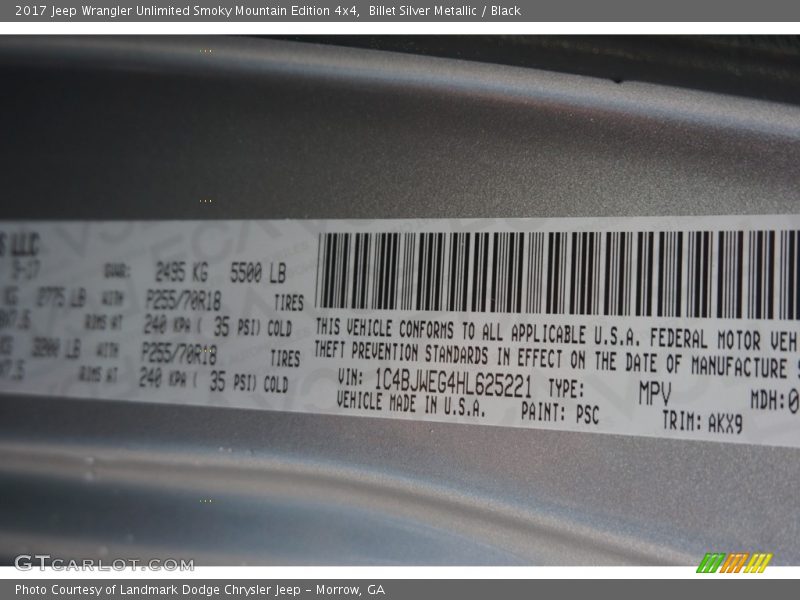 Billet Silver Metallic / Black 2017 Jeep Wrangler Unlimited Smoky Mountain Edition 4x4
