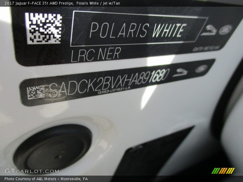 Polaris White / Jet w/Tan 2017 Jaguar F-PACE 35t AWD Prestige