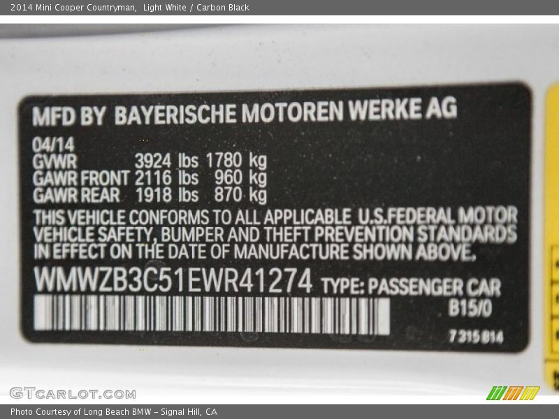 Light White / Carbon Black 2014 Mini Cooper Countryman
