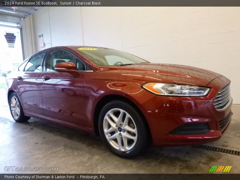Sunset / Charcoal Black 2014 Ford Fusion SE EcoBoost