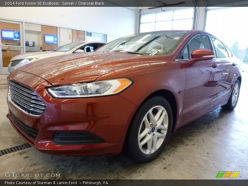 Sunset / Charcoal Black 2014 Ford Fusion SE EcoBoost