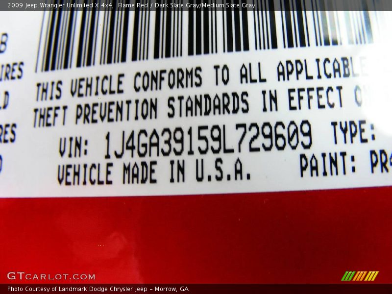 Flame Red / Dark Slate Gray/Medium Slate Gray 2009 Jeep Wrangler Unlimited X 4x4