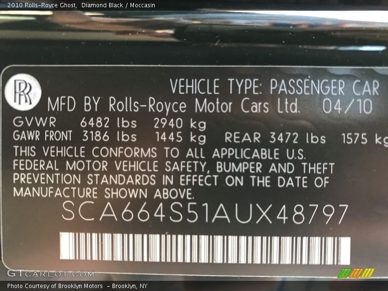 Diamond Black / Moccasin 2010 Rolls-Royce Ghost