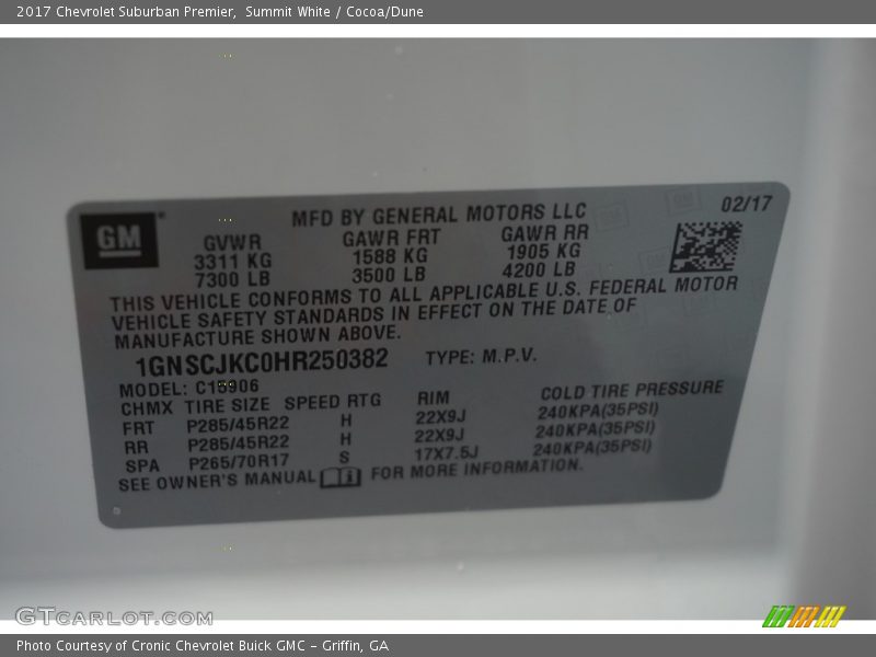 Summit White / Cocoa/Dune 2017 Chevrolet Suburban Premier