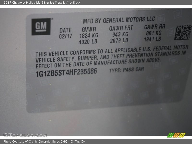 Silver Ice Metallic / Jet Black 2017 Chevrolet Malibu LS