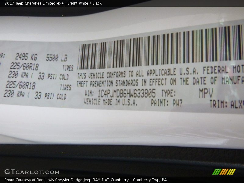 Bright White / Black 2017 Jeep Cherokee Limited 4x4