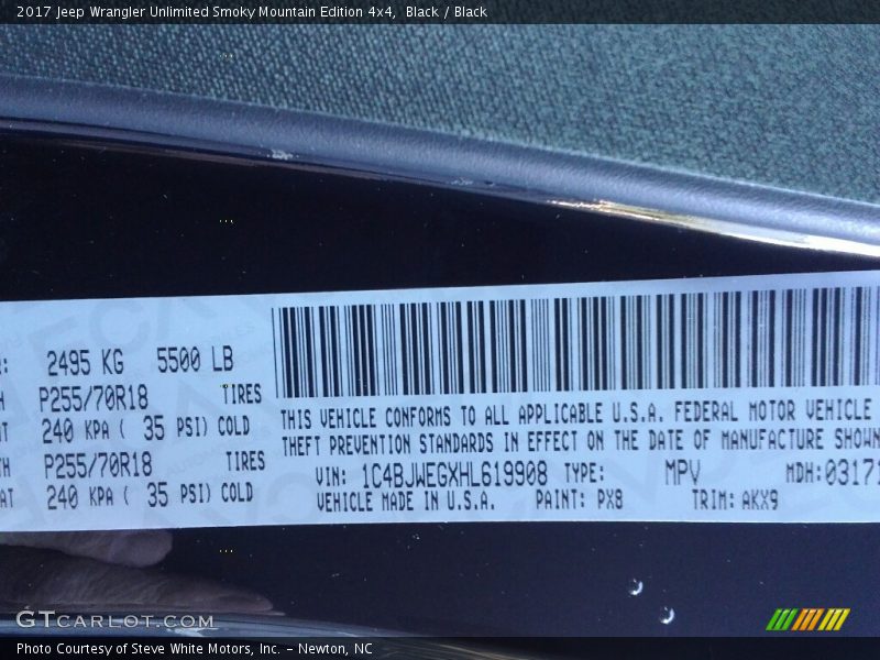 Black / Black 2017 Jeep Wrangler Unlimited Smoky Mountain Edition 4x4