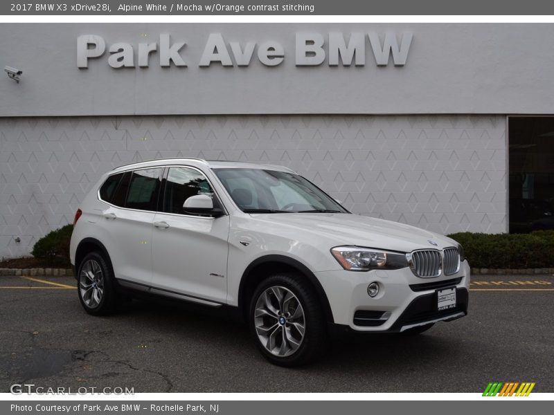 Alpine White / Mocha w/Orange contrast stitching 2017 BMW X3 xDrive28i
