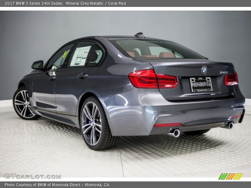 Mineral Grey Metallic / Coral Red 2017 BMW 3 Series 340i Sedan