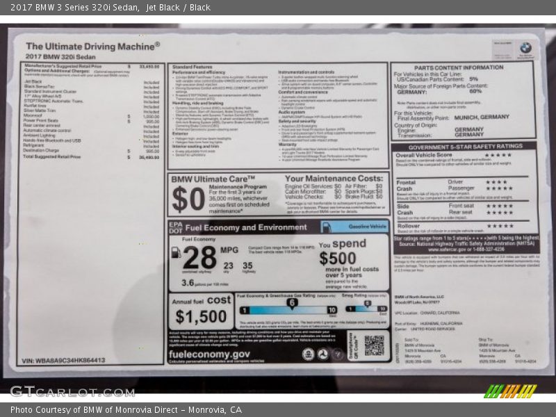 Jet Black / Black 2017 BMW 3 Series 320i Sedan