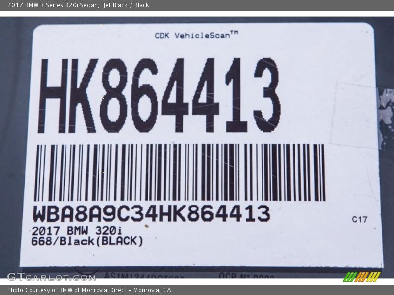 Jet Black / Black 2017 BMW 3 Series 320i Sedan