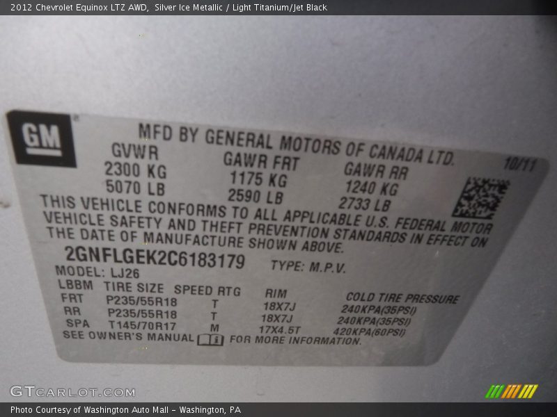 Silver Ice Metallic / Light Titanium/Jet Black 2012 Chevrolet Equinox LTZ AWD