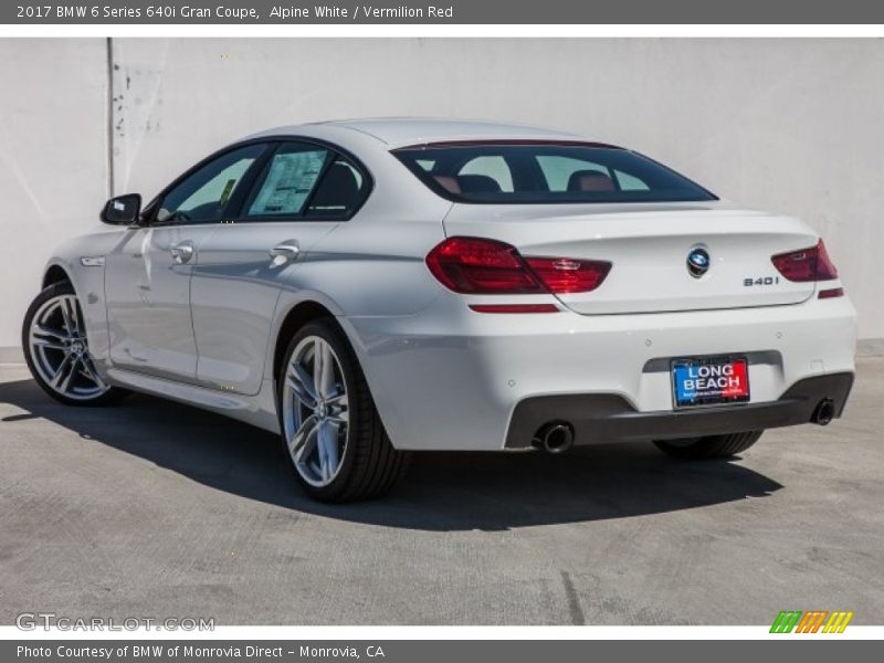 Alpine White / Vermilion Red 2017 BMW 6 Series 640i Gran Coupe