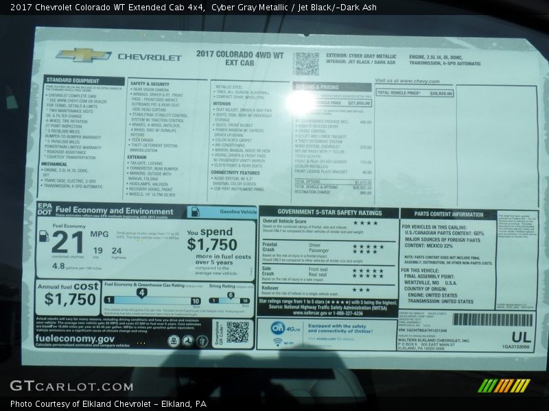 Cyber Gray Metallic / Jet Black/­Dark Ash 2017 Chevrolet Colorado WT Extended Cab 4x4