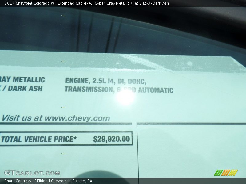 Cyber Gray Metallic / Jet Black/­Dark Ash 2017 Chevrolet Colorado WT Extended Cab 4x4