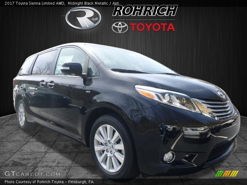 Midnight Black Metallic / Ash 2017 Toyota Sienna Limited AWD