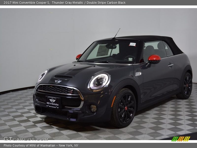 Thunder Gray Metallic / Double Stripe Carbon Black 2017 Mini Convertible Cooper S
