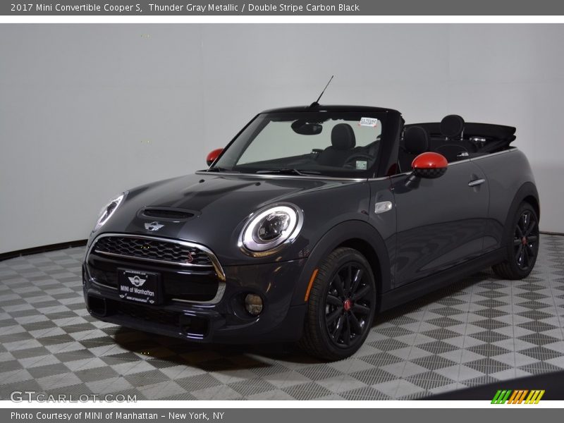 Thunder Gray Metallic / Double Stripe Carbon Black 2017 Mini Convertible Cooper S