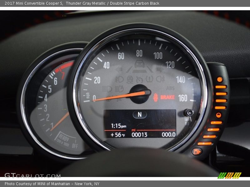 Thunder Gray Metallic / Double Stripe Carbon Black 2017 Mini Convertible Cooper S