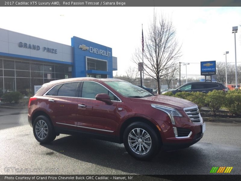 Red Passion Tintcoat / Sahara Beige 2017 Cadillac XT5 Luxury AWD